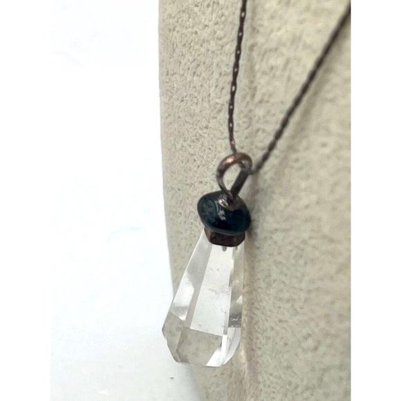 Obsidian Quartz Crystal Pendant Necklace On Black Chain. A82 - Picture 5 of 11